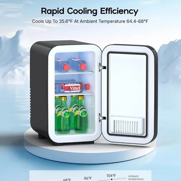 Mini Fridge, 6 Liter/8 Can Small Fridge for Bedroom, Car, Office & Dorm - NEW - Picture 5 of 8